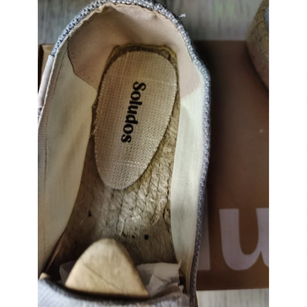 Soludos Clementine Platform Espadrille Chambray Blue Orange Fruit Shoes Womens 5